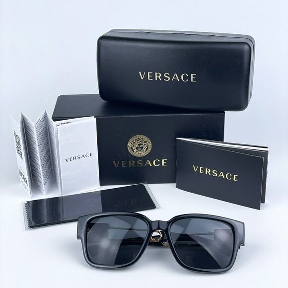 NEW Versace VE4412 GB1/87 Black Dark Grey Square Unisex Sunglasses - Picture 14 of 14